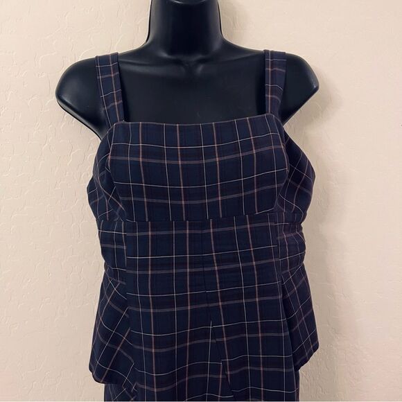 Y2K Bcbgmaxazria Apron plaid Whimsigoth Asymmetrical Peplum Mini Dress 8 M VTG - Picture 6 of 14